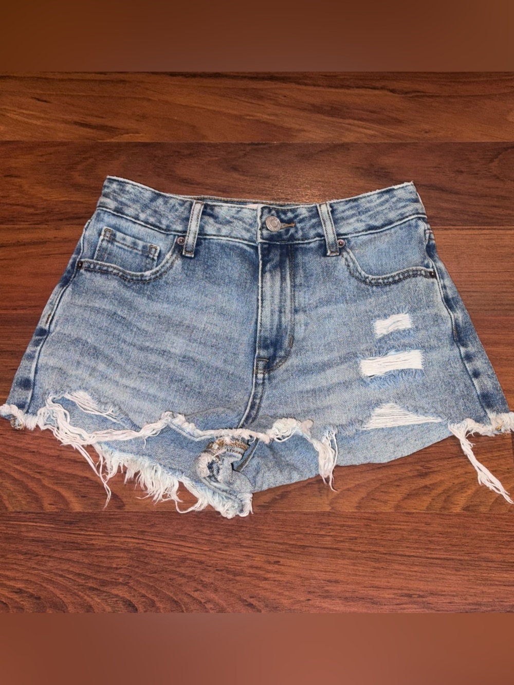 Pac Sun Denim Jean Shorts High Rise Festival Size 25 Garage Brandy Abercrombie